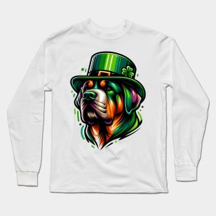 Tosa Dog in Leprechaun Hat Celebrates St Patrick's Day Long Sleeve T-Shirt